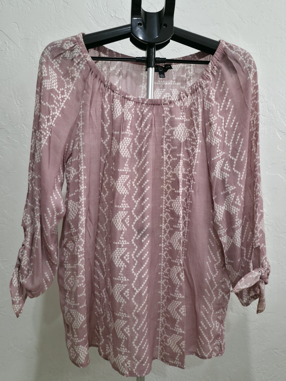 Fred David Mauve Pouf-Sleeve Printed Peasant Tunic